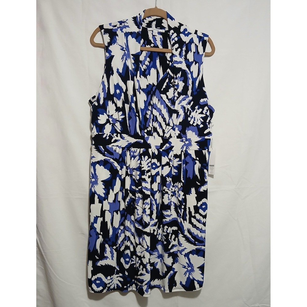 Chico's‎ Abstract Print Dress Sleeveless Collared Stretch Plus Size 3